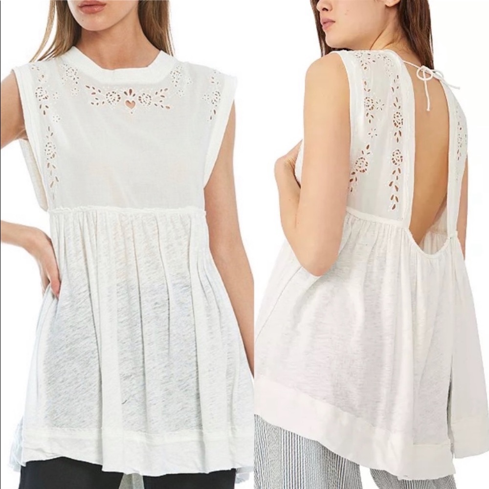 NWT Free People Bella Babydoll Top in Ivory - Picture 5 of 11